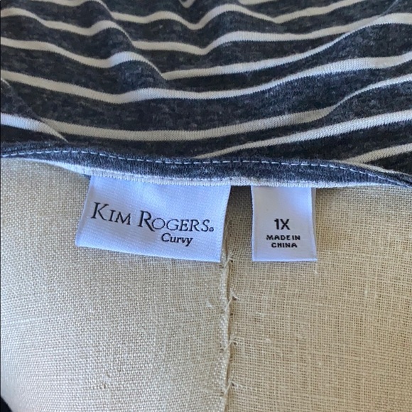 Gray and White Striped Blouse - Picture 3 of 4